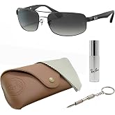 Ray-Ban RB3445 Rectangle Sunglasses with Official Eyewear Kit