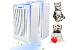 HAPHID Cat Litter Deodorizer Plug In Ionizer Air Purifier, Litter Deodorizer 3 in 1 with Ionizer, HEPA Filter & Activated Carbon Block, Pet Odor Eliminator for home to Clean: Various Odors (2-Pack）