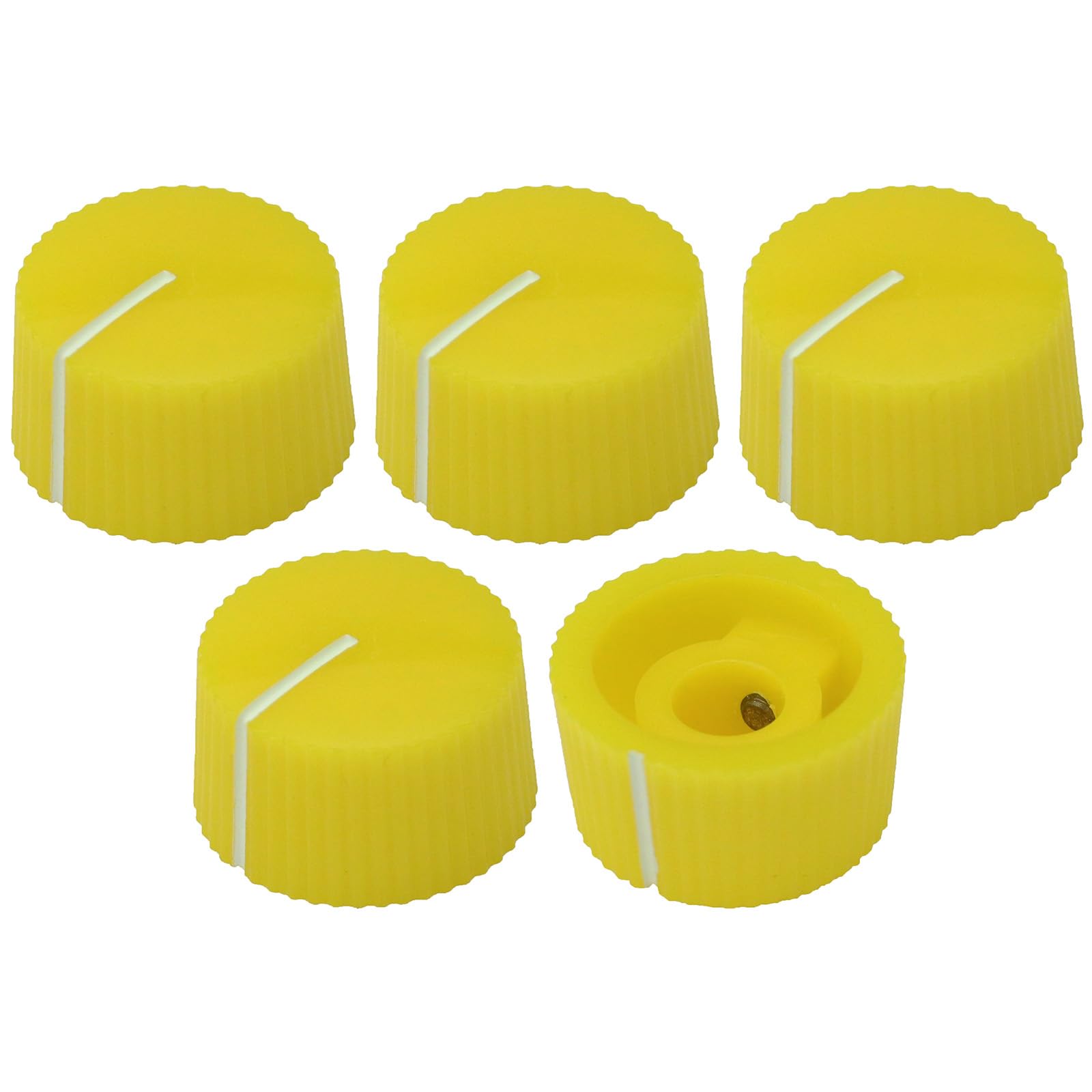 6.4mm Round Hole Wide Instrument/Equipment Control Knob Pack of 5 (Yellow) — image 1