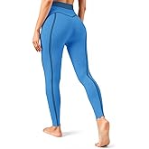 Fisoew Women's High Waisted Yoga Leggings Striped Seamless Butt Liftting Stretchy Running Gym Workout Pants