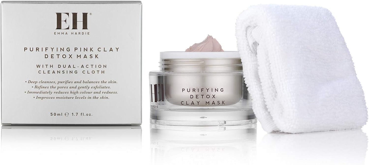 Emma Hardie 50ml Purifying Pink Clay Detox Mask with Cleansing Cloth, Use to Cleanse, Balance, Exfoliate & Rejuvenate Skin - Image 3