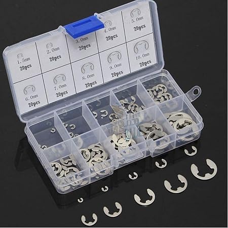 DIY Crafts 120/200 PCS 304 Stainless Steel E Clip Washer Assortment Kit Circlip retaining Ring for Shaft Fastener M1.5~M10 Tool Accessories (Pack of 1 Kit M1.5-M1-120pcs, Multi, M1.5-M10-200pcs)