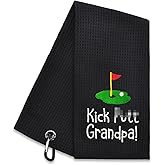 Hafhue Kick Put Grandpa Embroidered Golf Towel, Grandpa Golf Towel, Golf Accessories for Men, Golf Gift for Dad Grandpa, Birthday for Grandpa Golf Fan, Retirement Gift for Grandpa