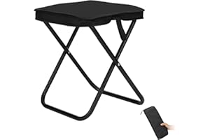 SPISCES 13.5-inch Lightweight Aluminum Folding Stool - Portable Compact Camping Stool Supports 350lbs, Handbag Style Carry - Ideal for Camping, Fishing, Backpacking, Outdoor, Travel