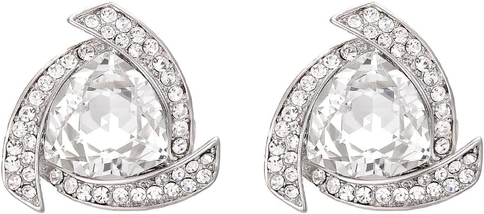 Clearine Women's Bohemian Boho Crystal Triangle Shaped Tornado Swirl Stud Earrings