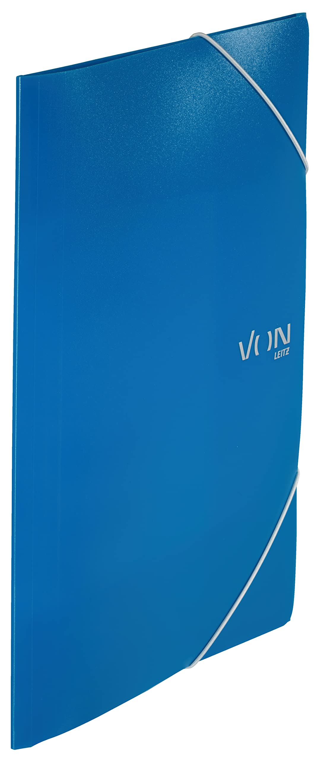 VON Leitz A4 Folder with Elastic Band, Polypropylene Plastic, for 150 Sheets, 3 Flaps, Modern Print, Lightweight, Pack of 5, Blue