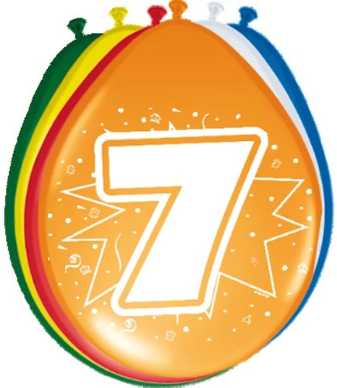 Folat 08207 Zahl 7th Birthday Balloons 30 cm - 8 pieces, Multi Colors, 7 (EU) โ image 1