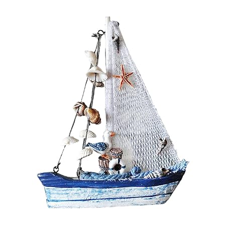 Fenteer Holzboot Segelboot Segelschiff Boot Schiff Holz Maritime Deko