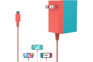 ROLADA Switch Charger Compatible with Nintendo, AC Adapter Power Supply Switch Lite/OLED/Pro Controller/Steam Deck, Support TV Dock Mode 39W USB C Fast Charger with 5Ft Charging Cable