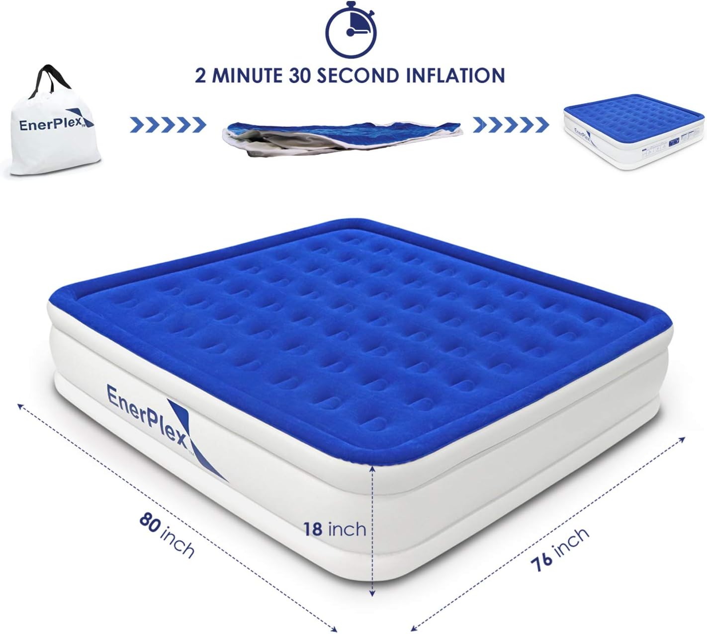 EnerPlex Premium 2019 Upgraded Dual Pump Luxury King Size Air Mattress Airbed with Built in Pump Raised Double High King Blow Up Bed for Home Camping Travel 2-Year Guarantee: Kitchen & Dining