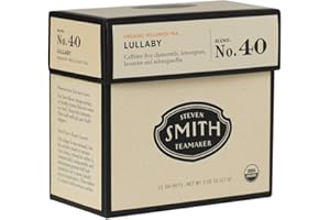 STEVEN SMITH TEAMAKER Smith Teamaker | Lullaby No. 40 - Chamomile, Lemongrass, Lavender & Ashwagandha | Caffeine-Free, Herbal, Certified Organic, Relaxing & Bedtime Wellness Tea (15 Sachets)