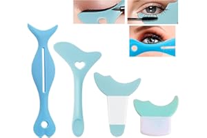 BOOGE 4 Pcs All In One Eyeliner Stencils Wing Tips, Multifunctional Eyeshadow Stencils Pad Silicone eyeshadow baffle, Defined Eyeliner Eyelash Guide Tool for Beginners and Makeup Masters - Blue