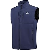 WULFUL Men's Windproof Lightweight Golf Vest Outerwear with Pockets Softshell Sleeveless Jacket for Running Hiking Sports