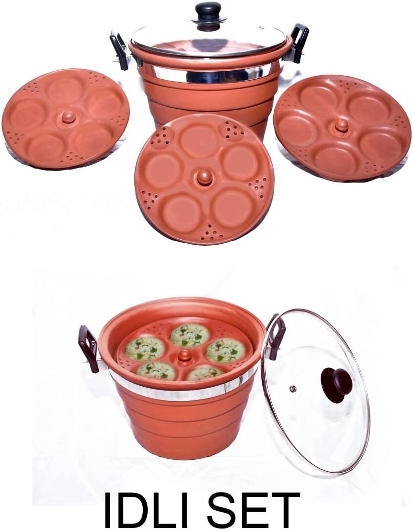 Daksh craft Villa Clay /Earthen special Idli Cooker with Lid--- Earthen products are good for health