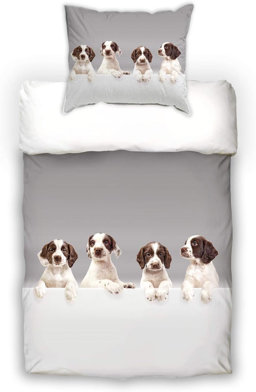 Schwanberg Bettwäsche Babydogs Hunde Welpen Grau Renforcé, Größe
