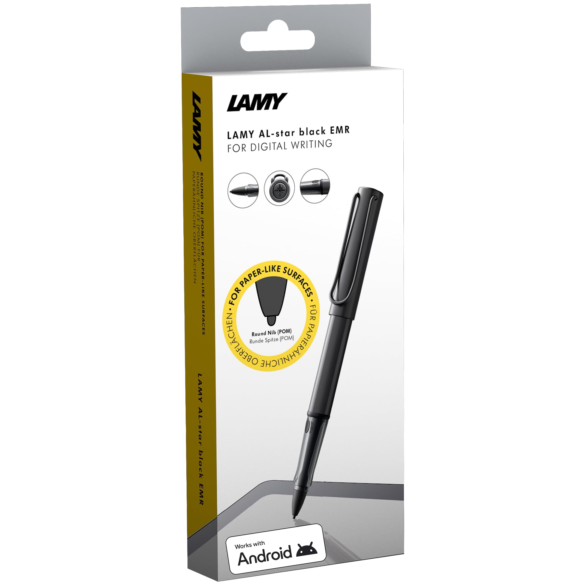 Lamy AL-star EMR black (POM tip) - Stylus Pen for many Android devices - Touchscreen pen with ergonomic grip - precise writing & drawing on digital media - with function button