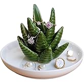 PUDDING CABIN Aloe Ring Holder,Cactus Ring Dish,Jewelry Holder Trinket Tray for Rings Earrings Necklace Organizer,Bridesmaid Christmas Birthday Gift for Women Girls