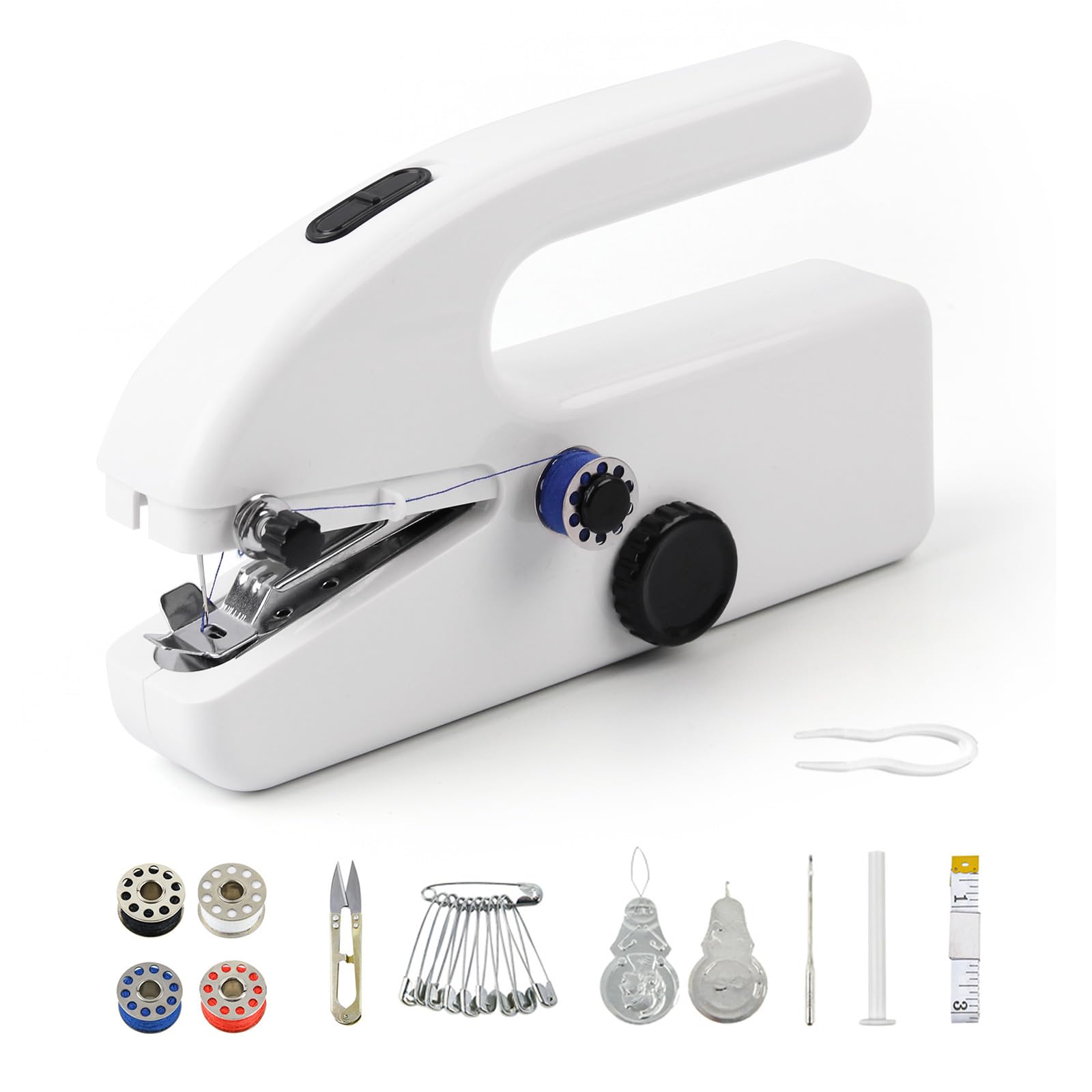 HKC Hand Sewing Machine, Mini Portable Electric Sewing Machine, Sewing Machine with Sewing Accessories for Beginners, DIY Sewing Machine for Home Use, for Sewing Clothes, Curtains