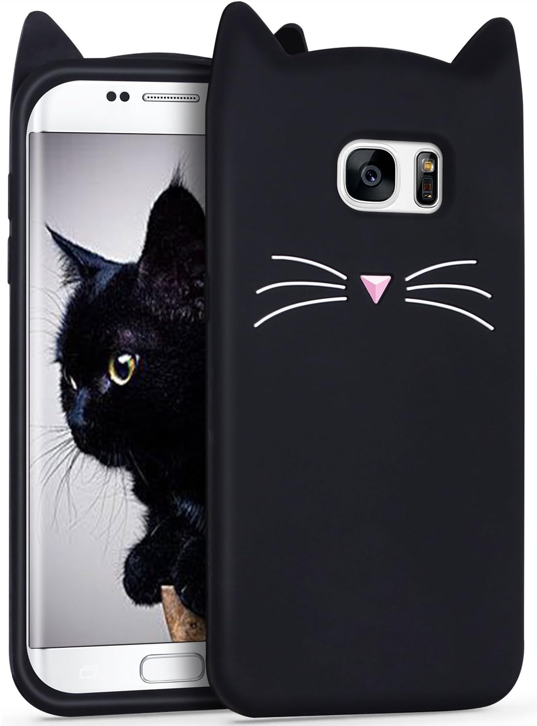 Amazon Co Jp Imikoko Galaxy S7 Edge ケース ギャラクシーs7エッジ Sc 02hカバー かわいい 猫 ねこ シリコン みみ 純正 キャラクター ディズニー 耐衝撃 おしゃれ Galaxy S7 Edge ブラック 家電 カメラ
