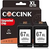 COCCINK 67XL 67XL for HP Ink Cartridges Black for Deskjet 2842e 2855e 2855 2800e 2827e 2852e 2700e 2700 2742e 4200e 4210e 422