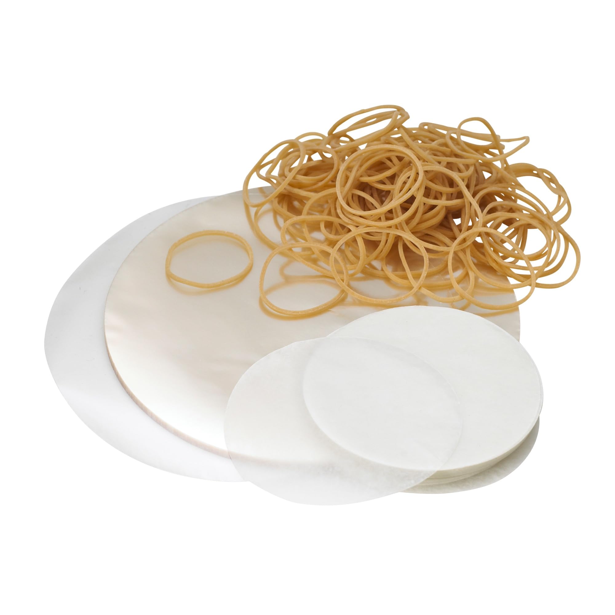 100 Lakeland Jam Jar 1lb Covers Waxed Circles Bands & Labels – Complete Sealing Pack for Preserves