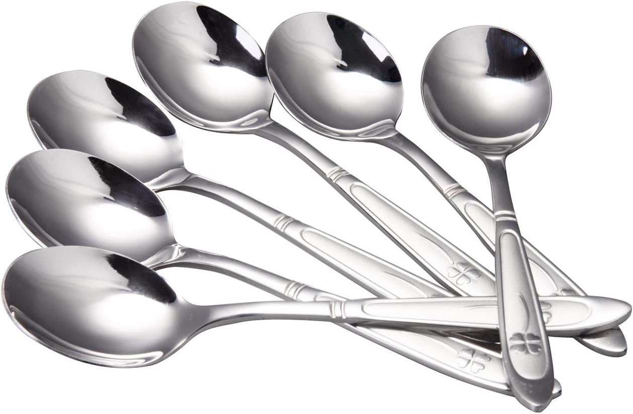 IMEEA Round Soup Spoon Bouillon Spoons Stainless Steel Table Spoons 7.2