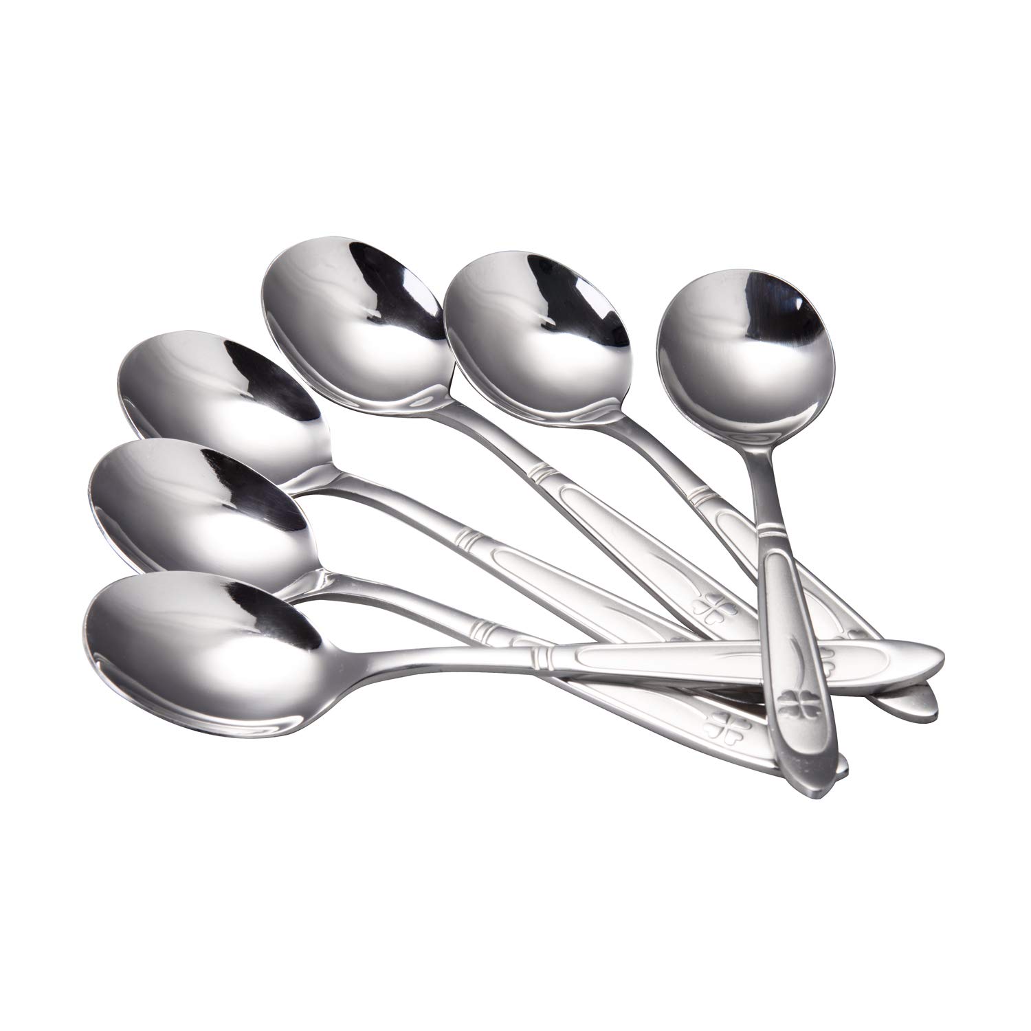 IMEEA Round Soup Spoon Bouillon Spoons Stainless Steel Table Spoons 7.2