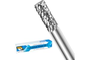 ASIEG TOOL SA-1 Solid Tungsten Carbide Burr Rotary File Cylindrical Shape Double Cut for Die Grinder Drill Bits 1/4'' Inch Diameter of Shank and Cutter 5/8'' Inch Cutter Length