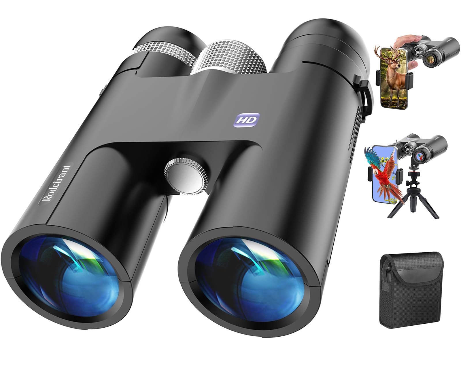 Photo 1 of 18X50 High Powered Binoculars for Adults with Upgraded Phone Adapter, Tripod and Tripod Adapter,Waterproof Compact Binoculars with Low Light Vision for Bird Watching,Travel,Sightseeing
