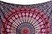Madhu International Hippie Mandala Tapestry Bohemian Psychedelic Peacock Mandala Cotton Twin Size Tapestry Wall Hanging 54” x 82” Inches, Purple Pink