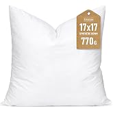 Artscope Synthetic Down Lumbar Pillow Insert, 17x17 Down Alternative Throw Pillow Insert. Ultra Soft Fluffy Sleeping Pillow with 100% Cotton Cover, Decorative Pillows-White.