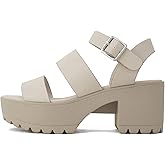 Soda ACCOUNT ~ Women Open Toe Two Bands Lug sole Fashion Block Heel Sandals with Adjustable Ankle Strap
