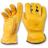 Bear Knuckles | Winter Work Gloves | Leather Cowhide | Fleece Insulated & Water Resistant | Pre-Curved Finger Design