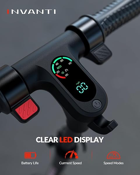 INVANTI KS03 ELECTRIC SCOOTER FOR KIDS AGES 8+, 350W PEAK MOTOR, MAX 12MPH & 10MILES, 7″ SOLID WHEEL, LED LIGHTS & DISPLAY, DOUBLE BRAKING, KIDS ELECTRIC SCOOTER WITH 3 ADJUSTABLE SPEEDS & HEIGHTS