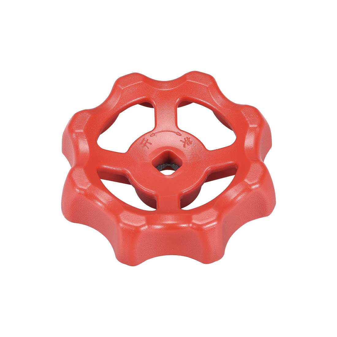 sourcing map Plastic Outside Faucet Round Wheel Handle, Square Broach 8x8mm, Wheel OD 74mm ABS Red 1Pcs
