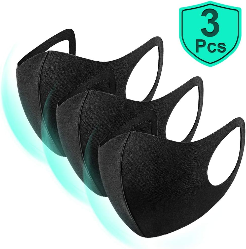 Unisex 3pcs Anti Pollution Dust Mask 3D Face Mouth Mask Washable and Reusable Mask for Cycling Camping Travel