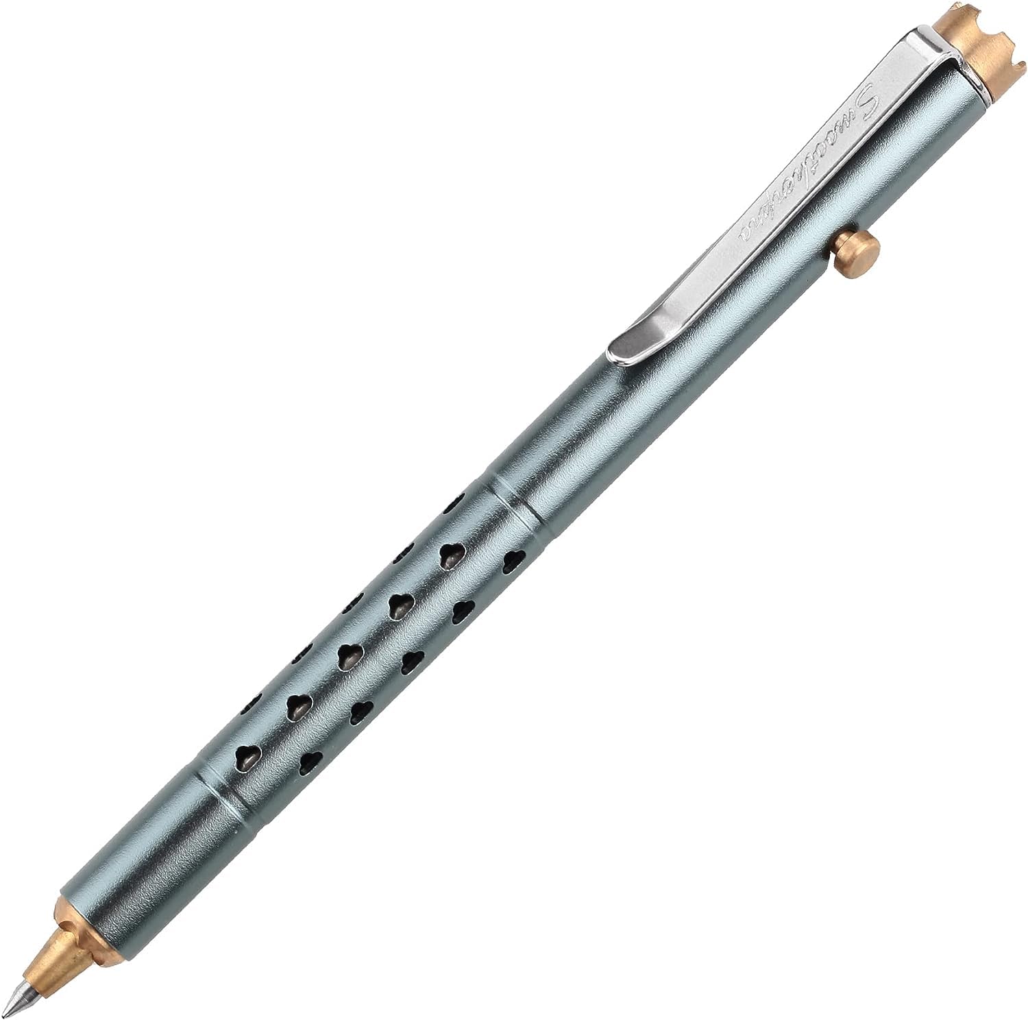 SMOOTHERPRO Ballpoint Pen with Brass Crown Cap Compatible with Parker Gel Refills for Pocket Business Signature Color Gray (CH3510G)