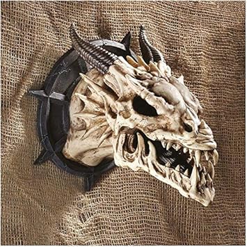 Amazon.de: Design Toscano Gehörnter Drachenkopf Trophäe, Polyresin