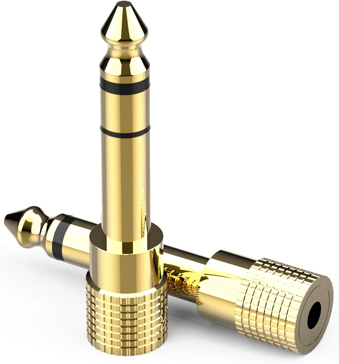 6.35mm (1/4 inch) Male to 3.5mm (1/8 inch) Female Stereo Audio Adapter Converter for Guitar Headphones Amp , Gold Plated 2 Pack