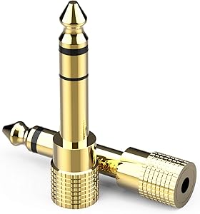 6.35mm (1/4 inch) Male to 3.5mm (1/8 inch) Female Stereo Audio Adapter Converter for Guitar Headphones Amp , Gold Plated 2 Pack