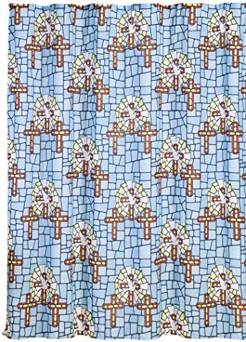 Indecor Home F1Ba1704Lb Faithful Home Light Blue Trinity Shower Curtain