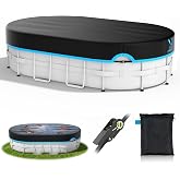 AGROAIDE 10x16 Ft Oval Pool Cover, 420D Oxford Fabric for All Season Use | Heavy Duty Pool Cover Protector with Ratchet Tie Downs - Tear Resistant, UV &amp; Dust Proof