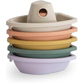 mushie Stackable Bath Boats Floating Toy (Rustic) | Made in Denmark