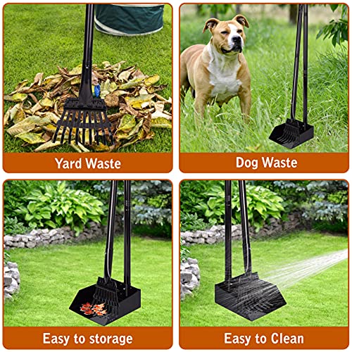 EXPAWLORER Large Dog Pooper Scooper Pet Metal Poop Tray and Rake with