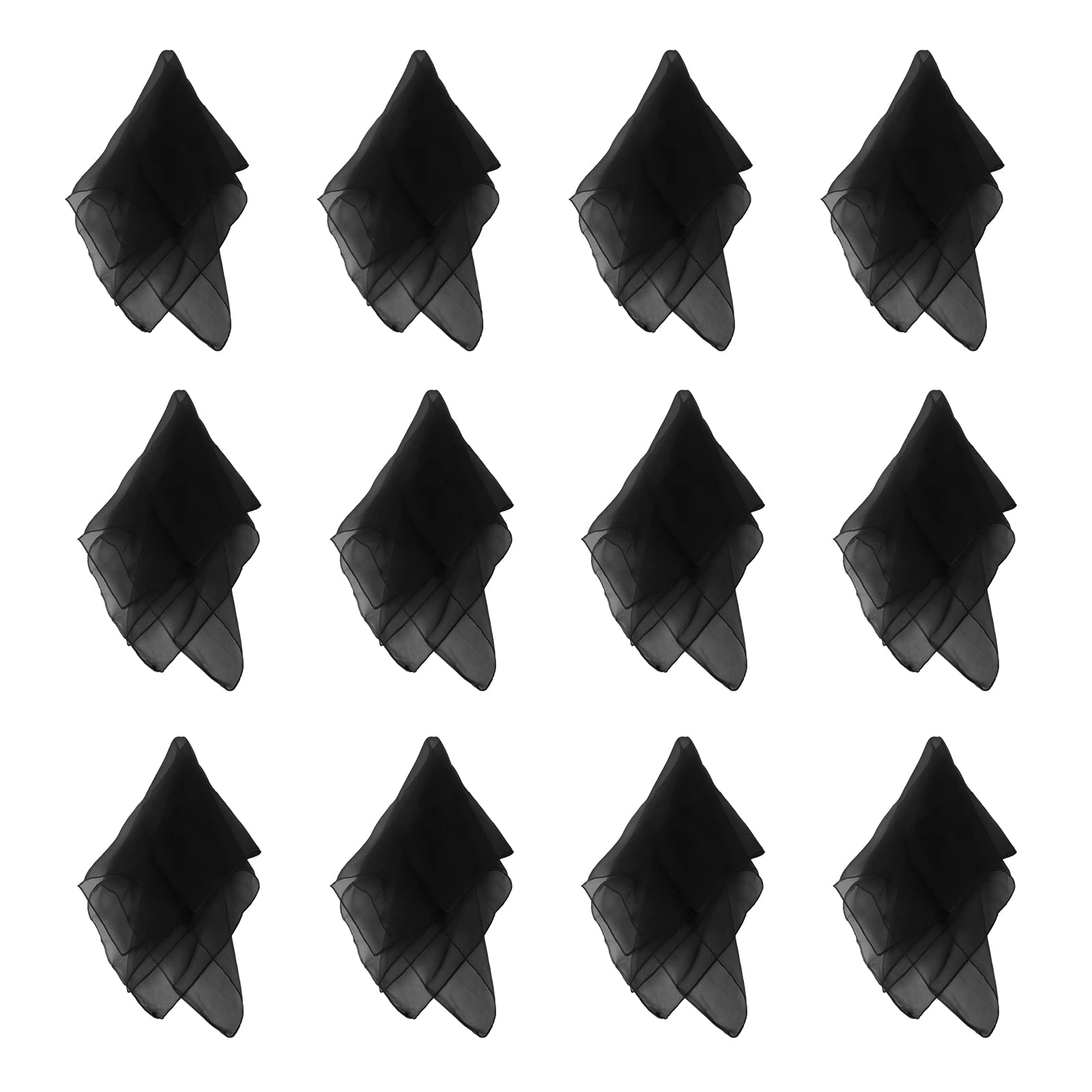Larcele 12 Piece Juggling Plain Weave Dance Scarf for Performance Prop Accessory 24 x 24 inches WDSJ-02（Black）