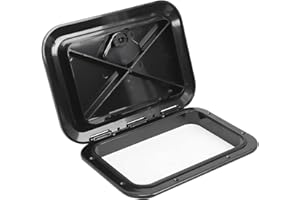 Amarine Made Marine Access Hatch Boat Hatch Lid Deck Access Hatch & Lid 10-5/8" X 14-3/4" - White or Black 270mmx375mm (Black
