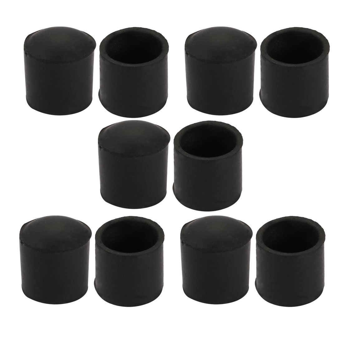 sourcingmap 10pcs Furniture Desk Chair Round Rubber Legm Tip Cap Fit for 22mm Inner Dia Black 27 x 25mm