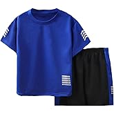 LFOXROG Toddler Boys Clothes Mesh Athletic Summer Short Sleeve T-Shirt and Shorts Kids Outfit Set 3-10 Year