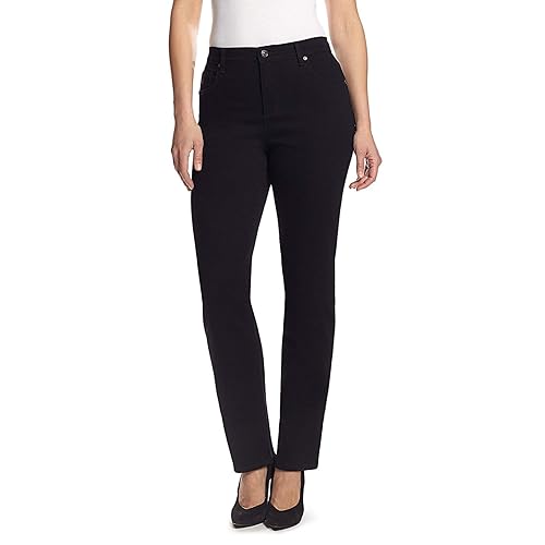 Gloria Vanderbilt womens Amanda Classic High Rise Tapered Jeans, Black, 14 Petite US