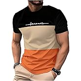 SOLY HUX Men's Casual T Shirts Short Sleeve Crew Neck Color Block Graphic Tees Shirt Summer Tops